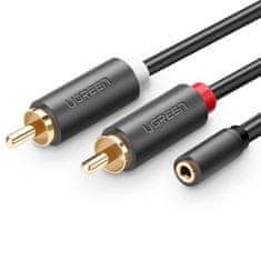 Ugreen Avdio kabel 3,5 mm mini jack ženska - 2RCA moški 25 cm siv