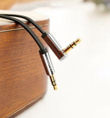 Ugreen ploščat kotni avdio kabel aux 3,5 mm mini jack 0,5 m črn (av119 10596)