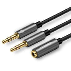 Ugreen AUX 3,5 mm mini jack razdelilnik za mikrofon in slušalke, črn