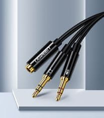Ugreen AUX 3,5 mm mini jack razdelilnik za mikrofon in slušalke, črn
