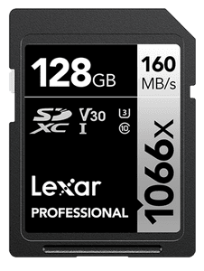 Lexar® SDXC spominska kartica, 128 GB, UHS-I, V30 (R:160/W:120MB/S)