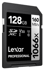 Lexar SDXC spominska kartica, 128 GB, UHS-I, V30 (R:160/W:120MB/S)