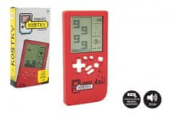 Teddies Digitalna igra Padajoči bloki sestavljanka iz plastike 7x14cm rdeča na baterije z zvokom v škatli 7,5x14,5
