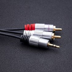 Qoltec kabel 2xrca / mini jack 3,5 mm moški | 1 m | črna