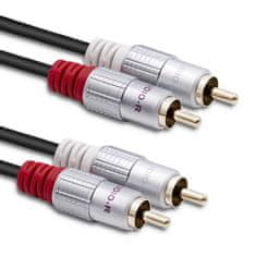 Qoltec kabel 2xrca moški / 2x rca moški | 1m | črna