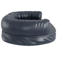 Vidaxl Ergonomska pasja postelja iz pene tem. modra 88x65 cm um. usnje
