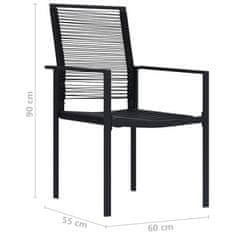 Vidaxl Vrtni stoli 2 kosa PVC ratan črne barve