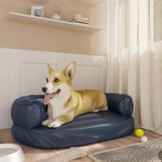 Greatstore Ergonomska pasja postelja iz pene tem. modra 60x42 cm um. usnje