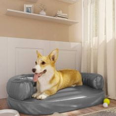 Greatstore Ergonomska pasja postelja iz pene siva 75x53 cm um. usnje