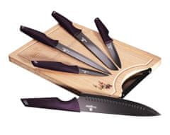 Berlingerhaus Komplet nožev z neprebojno plastjo + deska za rezanje 6 kosov Vijolična kolekcija Eclipse BH-2832