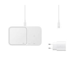 Samsung Duo brezžična polnilna postaja, USB-C kabel, 15W, bela