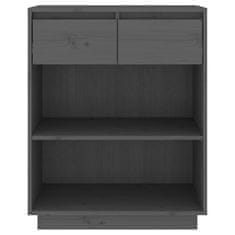 Vidaxl Konzolna omarica siva 60x34x75 cm trdna borovina