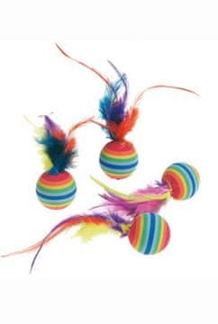 Flamingo Igrača za mačke Žogice z mavričnimi čopki 4pcs KAR