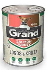 GRAND cons. deluxe dog 100% losos in puran za odrasle 400g