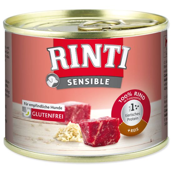 RINTI Sensible mokra hrana za pse, govedina z rižem, 12 x 185 g