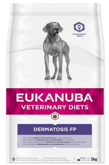 Eukanuba veterinarska dieta za pse z občutljivo kožo Dermatosis, 5 kg