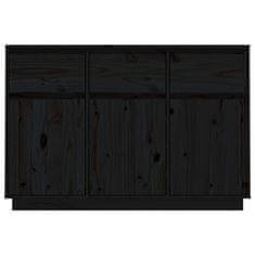Vidaxl Komoda črna 110x34x75 cm trdna borovina