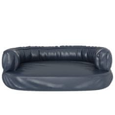 Vidaxl Ergonomska pasja postelja iz pene tem. modra 75x53 cm um. usnje