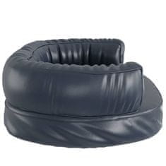 Vidaxl Ergonomska pasja postelja iz pene tem. modra 75x53 cm um. usnje