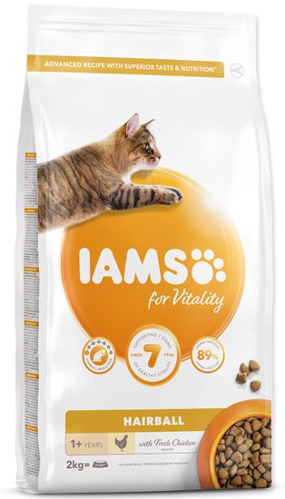 IAMS hrana za mačke Cat Adult Hairball Chicken, 2 kg