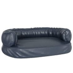 Vidaxl Ergonomska pasja postelja iz pene tem. modra 75x53 cm um. usnje