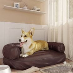 Greatstore Ergonomska pasja postelja iz pene rjava 88x65 cm um. usnje