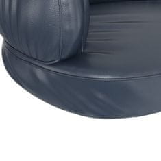 Vidaxl Ergonomska pasja postelja iz pene tem. modra 75x53 cm um. usnje