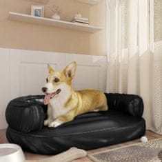 Greatstore Ergonomska pasja postelja iz pene črna 88x65 cm um. usnje