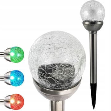 Polux Solarna LED vrtna svetilka ŽOGA 8cm v zemljo RGB