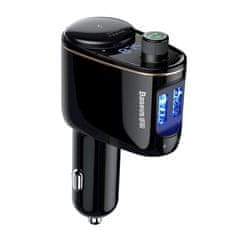 BASEUS Locomotive Bluetooth FM Transmitter MP3 avtomobilski adapter 2x USB 3.4A, črna