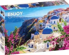 ENJOY Puzzle Santorini z rožicami Grčija 1000 kosov