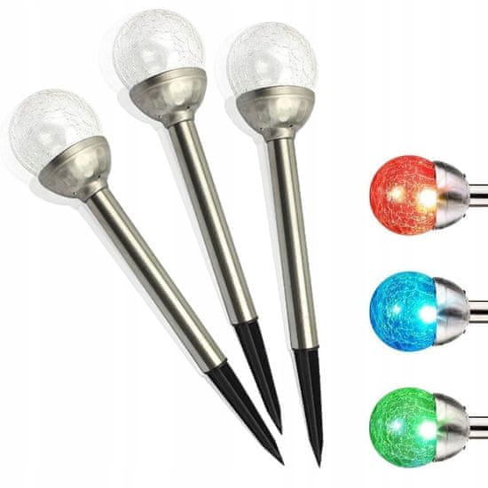 Polux 3x Solarna vrtna svetilka LED na zemljo OKRASNA KROGLA RGB