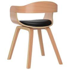 Vidaxl Jedilni stol črn ukrivljen les in umetno usnje
