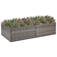 Vidaxl Vrtno cvetlično korito sivo 157x80x40 cm poli ratan