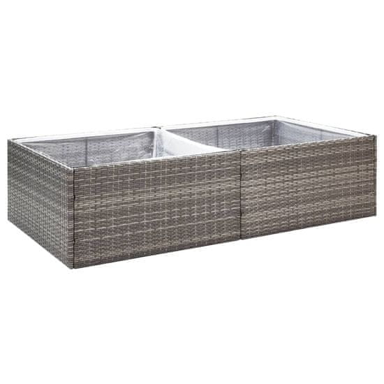 Vidaxl Vrtno cvetlično korito sivo 157x80x40 cm poli ratan