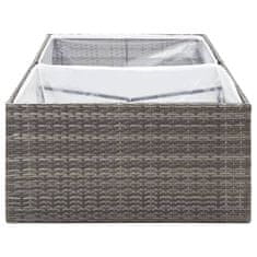 Vidaxl Vrtno cvetlično korito sivo 157x80x40 cm poli ratan