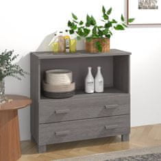 Vidaxl Komoda svetlo siva 85x35x80 cm trdna borovina