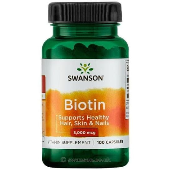 Swanson Biotin, 5000 mcg, 100 kapsul