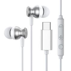 Joyroom ušesne slušalke usb type c z daljincem in mikrofonom srebrne (jr-ec04 srebrne)
