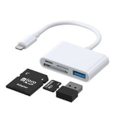 slomart joyroom hub večnamenski adapter otg lightning - usb 3.2 gen 1 (3.0, 3.1 gen 1) / bralnik kartic sd, tf / lightning bela (s-h142 bela)