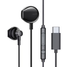 Joyroom in-ear usb type c z daljinskim upravljalnikom in mikrofonom črne (jr-ec03 črne)
