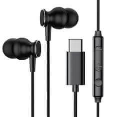 Joyroom ušesne slušalke usb type c z daljincem in mikrofonom črne (jr-ec04 črne)