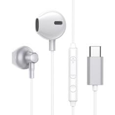 Joyroom in-ear usb slušalke tipa c z daljinskim upravljalnikom in mikrofonom srebrne (jr-ec03 srebrne)