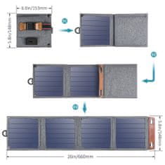 Choetech zložljiv potovalni fotovoltaični polnilec 14W z USB 5V / 2,4A solarno ploščo sive barve (SC004)