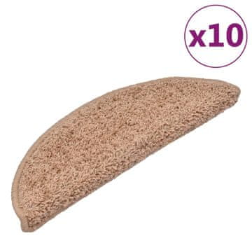 Vidaxl Stopniščne preproge 10 kosov 56x17x3 cm bež polkrožne