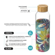 QUOKKA FLOW Steklena steklenica s silikonsko površino TROPICAL, 660ml, 40000