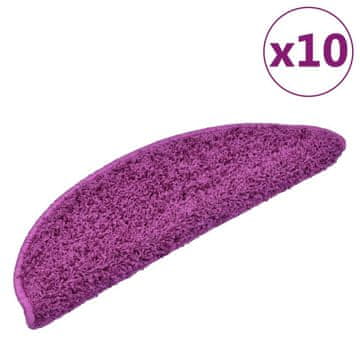 Vidaxl Stopniščne preproge 10 kosov 56x17x3 cm vijolične polkrožne