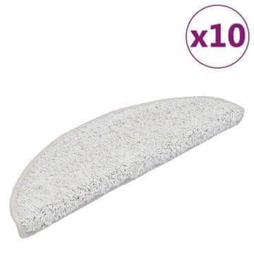 Vidaxl Stopniščne preproge 10 kosov 56x17x3 cm bele polkrožne