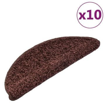 Vidaxl Stopniščne preproge 10 kosov 65x21x4 cm rjave polkrožne velike