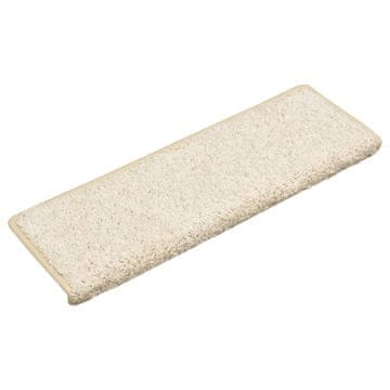 Vidaxl Stopniščne preproge 15 kosov 65x21x4 cm bele s pravokotnim robom